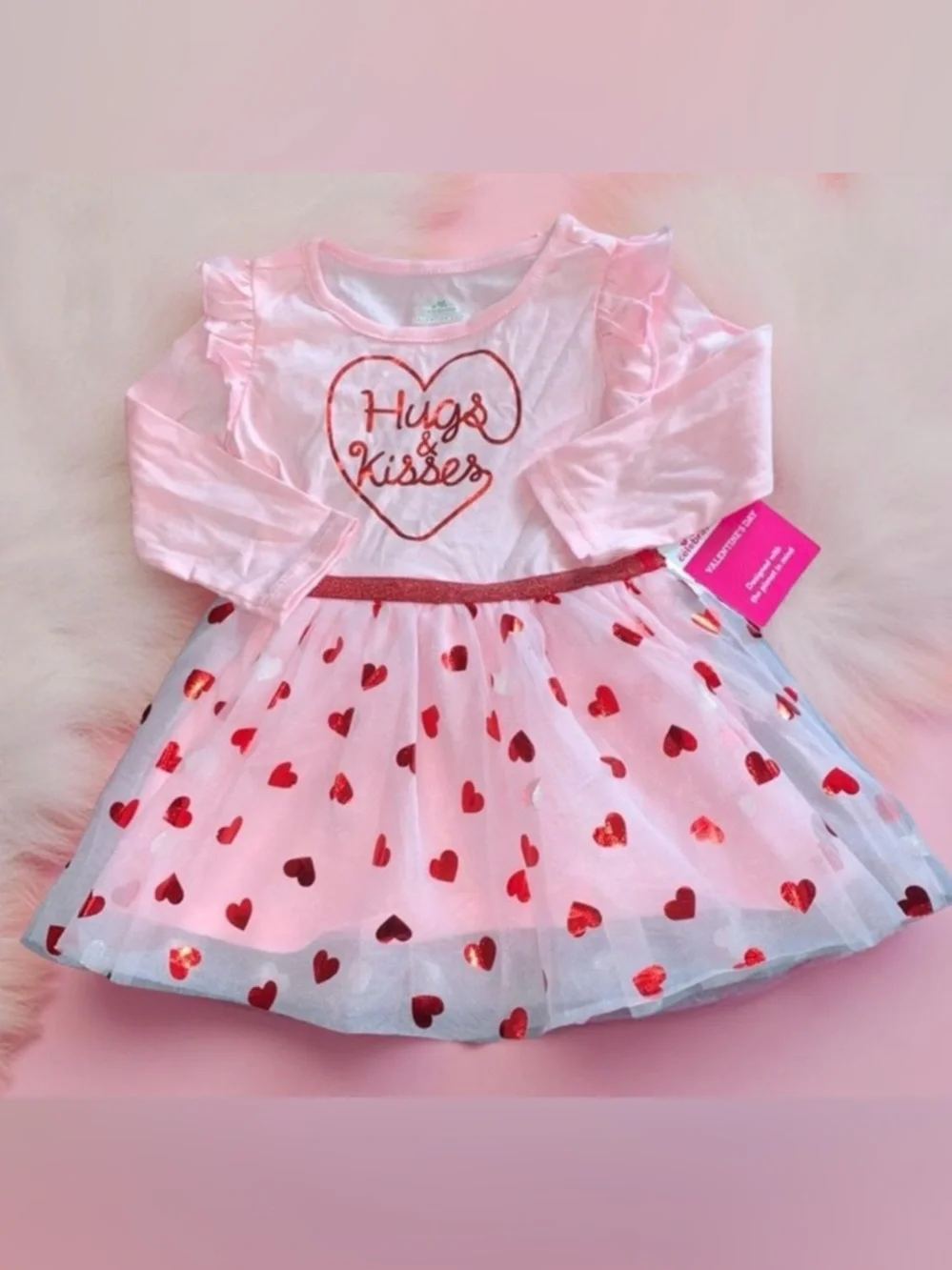 NWT HUGS N KISSES LITTLE GIRL HEARTS DRESS CELEBRATE